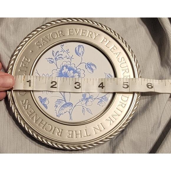 Hallmark Paper Weight Wine Coaster Pewter Ceramic Savor Every Pleasure Phrase - Picture 6 of 6